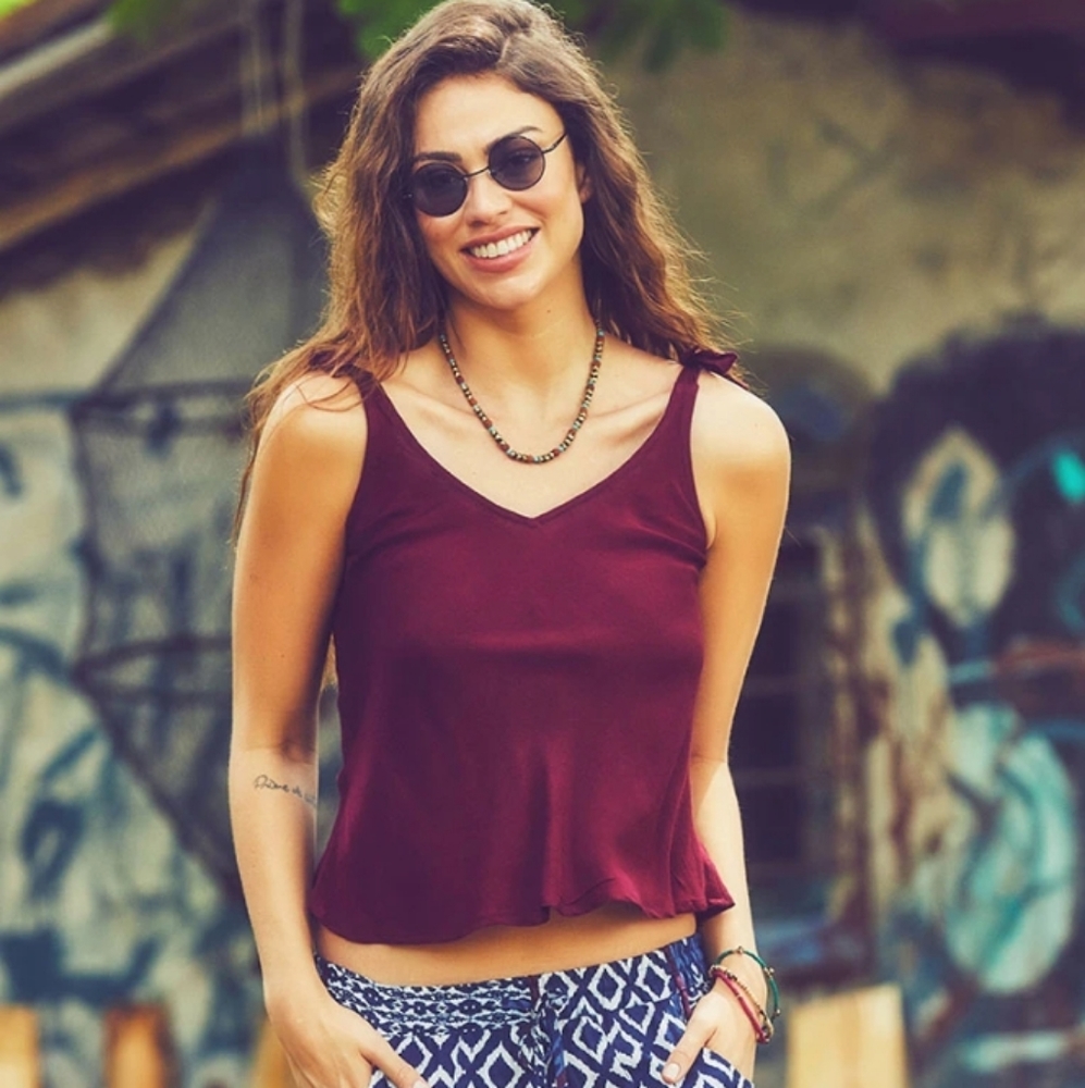 Bohemian Style Strappy Summer Claret Maroon Top